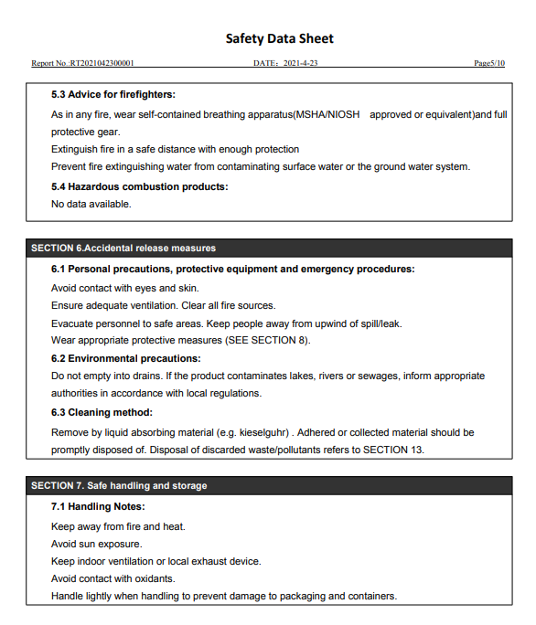 EPOXY GLUE/EPOXY RESIN MSDS THIRDPARTY TEST REPORT Bigbong Adhesive
